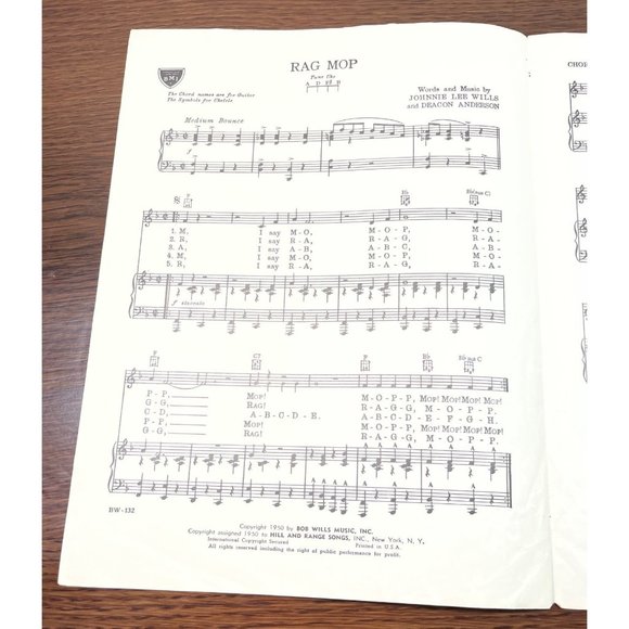Office Rag Mop Vintage Piano Sheet Music Johnnie Lee Wills And Deacon